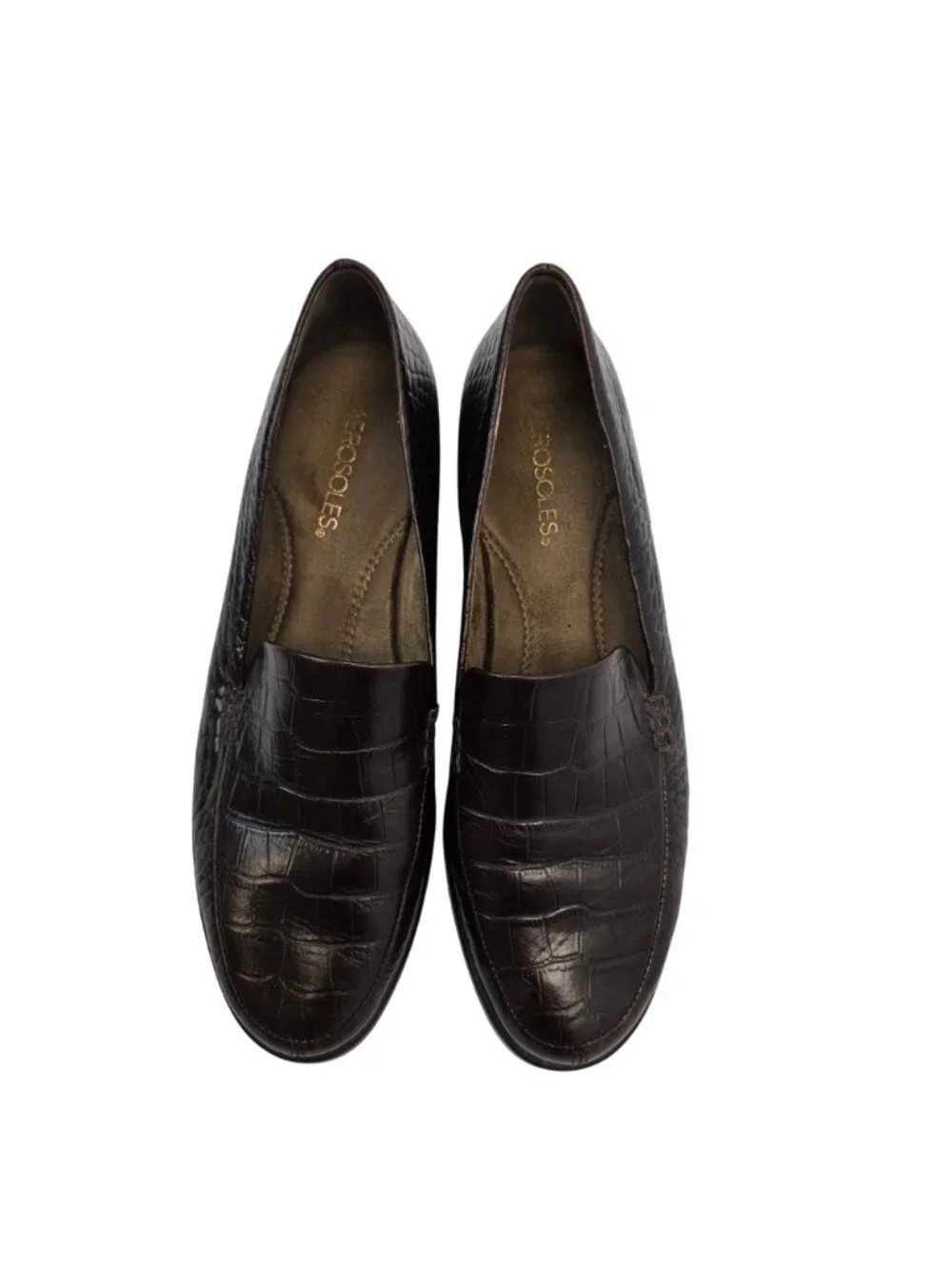Aerosoles Wish List Leather Crocodile Embossed Loafer Shoes Size 9M